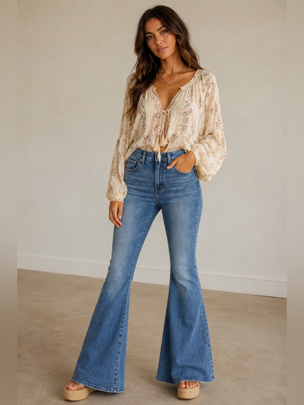 Levi's Blue 726 High Rise Flare Stretch Denim Jeans Womens 28